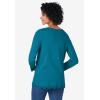 Woman Within Plus Size Layered-Look Lace Trim Tee(Deep Teal)