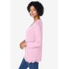 Woman Within Plus Size Layered-Look Lace Trim Tee(Pink)