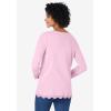 Woman Within Plus Size Layered-Look Lace Trim Tee(Pink)