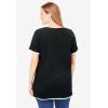 Woman Within Plus Size Layered-Look Tee(Black)