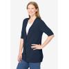 Woman Within Plus Size Lightweight Short Sleeve V-Neck Cardigan(Navy)
