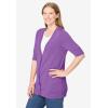 Woman Within Plus Size Lightweight Short Sleeve V-Neck Cardigan(Pretty Violet)