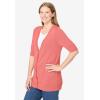 Woman Within Plus Size Lightweight Short Sleeve V-Neck Cardigan(Sweet Coral)