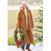 Woman Within Plus Size Long Hooded Berber Fleece Coat(Pine)