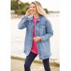 Woman Within Plus Size Long Stretch Denim Jacket Oversized Jean Jacket(Black)