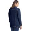 Woman Within Plus Size Long Stretch Denim Jacket Oversized Jean Jacket(Midnight Sanded)