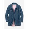 Woman Within Plus Size Long Stretch Denim Jacket Oversized Jean Jacket(Olive Green)
