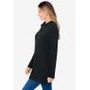 Woman Within Plus Size Long-Sleeve Polo Shirt(Black)
