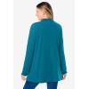 Woman Within Plus Size Long-Sleeve Polo Shirt(Deep Teal)