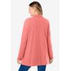 Woman Within Plus Size Long-Sleeve Polo Shirt(Sweet Coral)