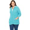 Woman Within Plus Size Marled Zip-Front Cable Knit Cardigan(Navy Sky Blue Marled)