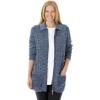 Woman Within Plus Size Marled Zip-Front Cable Knit Cardigan(Navy Sky Blue Marled)