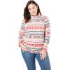 Woman Within Plus Size Microfleece Quarter-Zip Pullover(Black Heart Fair Isle)