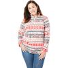 Woman Within Plus Size Microfleece Quarter-Zip Pullover(Black Heart Fair Isle)