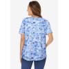 Woman Within Plus Size Notch-Neck Pocket Tee(French Blue Americana Tie Dye)