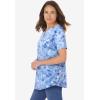 Woman Within Plus Size Notch-Neck Pocket Tee(French Blue Americana Tie Dye)