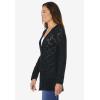 Woman Within Plus Size Open Front Pointelle Cardigan(Black)
