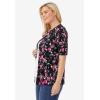 Woman Within Plus Size Perfect Elbow-Length Sleeve Cardigan(Black Floral)