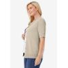 Woman Within Plus Size Perfect Elbow-Length Sleeve Cardigan(Natural Khaki)