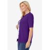 Woman Within Plus Size Perfect Elbow-Length Sleeve Cardigan(Radiant Purple)