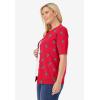 Woman Within Plus Size Perfect Elbow-Length Sleeve Cardigan(Vivid Red Trees)