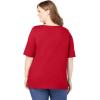 Woman Within Plus Size Perfect Elbow-Sleeve Square-Neck Tee(Classic Red)