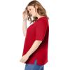Woman Within Plus Size Perfect Elbow-Sleeve Square-Neck Tee(Classic Red)