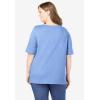 Woman Within Plus Size Perfect Elbow-Sleeve Square-Neck Tee(French Blue)