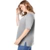 Woman Within Plus Size Perfect Elbow-Sleeve Square-Neck Tee(Heather Grey)