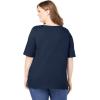 Woman Within Plus Size Perfect Elbow-Sleeve Square-Neck Tee(Navy)