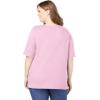 Woman Within Plus Size Perfect Elbow-Sleeve Square-Neck Tee(Pink)