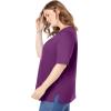 Woman Within Plus Size Perfect Elbow-Sleeve Square-Neck Tee(Plum Purple)