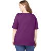 Woman Within Plus Size Perfect Elbow-Sleeve Square-Neck Tee(Plum Purple)