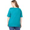 Woman Within Plus Size Perfect Elbow-Sleeve Square-Neck Tee(Pretty Turquoise)