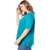 Woman Within Plus Size Perfect Elbow-Sleeve Square-Neck Tee(Pretty Turquoise)