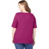 Woman Within Plus Size Perfect Elbow-Sleeve Square-Neck Tee(Raspberry)