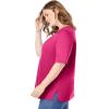 Woman Within Plus Size Perfect Elbow-Sleeve Square-Neck Tee(Raspberry Sorbet)