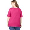 Woman Within Plus Size Perfect Elbow-Sleeve Square-Neck Tee(Raspberry Sorbet)