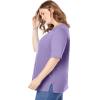 Woman Within Plus Size Perfect Elbow-Sleeve Square-Neck Tee(Soft Iris)