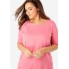 Woman Within Plus Size Perfect Elbow-Sleeve Square-Neck Tee(Soft Iris)