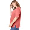 Woman Within Plus Size Perfect Elbow-Sleeve Square-Neck Tee(Sweet Coral)