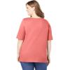 Woman Within Plus Size Perfect Elbow-Sleeve Square-Neck Tee(Sweet Coral)