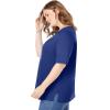 Woman Within Plus Size Perfect Elbow-Sleeve Square-Neck Tee(Ultra Blue)