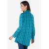 Woman Within Plus Size Perfect Long Sleeve Shirt(Aquamarine Plaid)