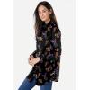 Woman Within Plus Size Perfect Long Sleeve Shirt(Black Multi Leaves)