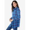 Woman Within Plus Size Perfect Long Sleeve Shirt(Evening Blue Pretty Plaid)
