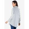 Woman Within Plus Size Perfect Long Sleeve Shirt(White Black Dot)