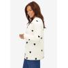 Woman Within Plus Size Perfect Long-Sleeve Cardigan(Ivory Black Heart)
