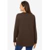Woman Within Plus Size Perfect Long-Sleeve Crewneck Tee (Petite Available)(Chocolate)