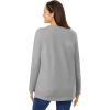 Woman Within Plus Size Perfect Long-Sleeve Crewneck Tee (Petite Available)(Medium Heather Grey)